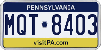 PA license plate MQT8403