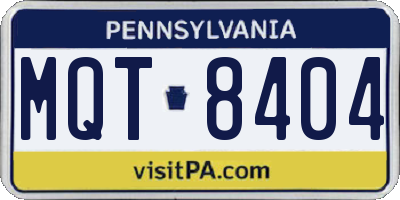 PA license plate MQT8404