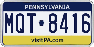 PA license plate MQT8416