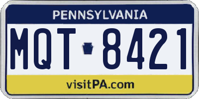 PA license plate MQT8421