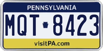 PA license plate MQT8423