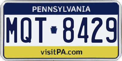 PA license plate MQT8429