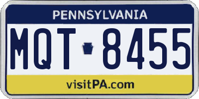 PA license plate MQT8455