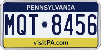 PA license plate MQT8456