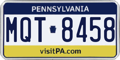 PA license plate MQT8458