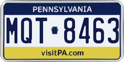 PA license plate MQT8463