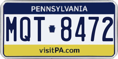 PA license plate MQT8472