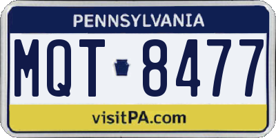 PA license plate MQT8477