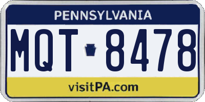 PA license plate MQT8478