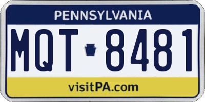 PA license plate MQT8481
