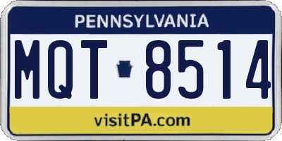 PA license plate MQT8514