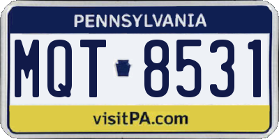 PA license plate MQT8531