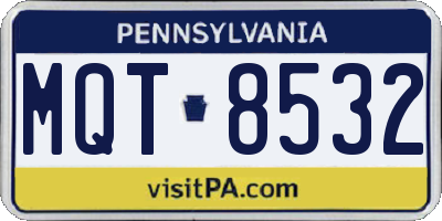 PA license plate MQT8532