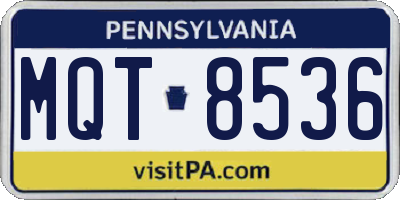 PA license plate MQT8536