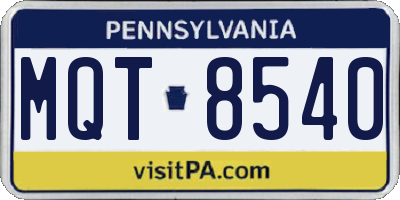 PA license plate MQT8540