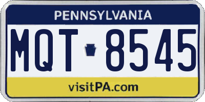 PA license plate MQT8545