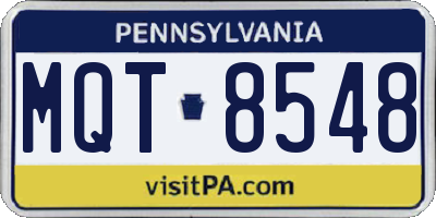 PA license plate MQT8548