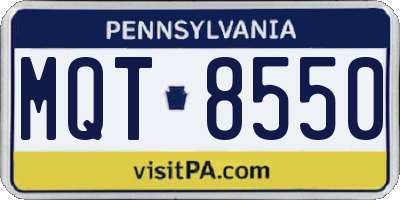 PA license plate MQT8550