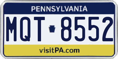 PA license plate MQT8552