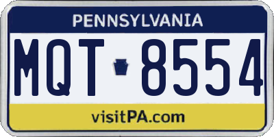 PA license plate MQT8554