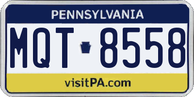 PA license plate MQT8558
