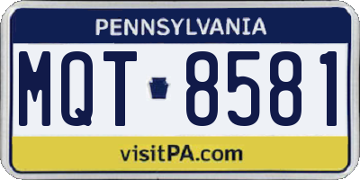 PA license plate MQT8581