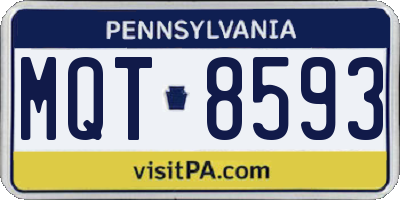 PA license plate MQT8593