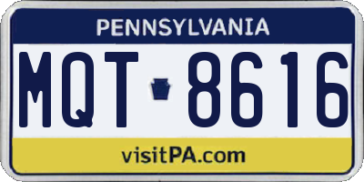 PA license plate MQT8616