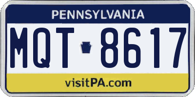 PA license plate MQT8617