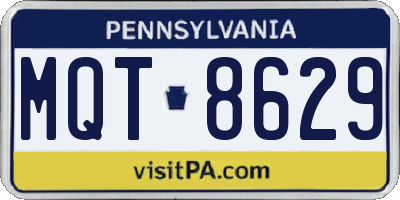PA license plate MQT8629