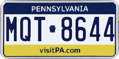 PA license plate MQT8644