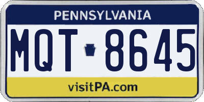 PA license plate MQT8645