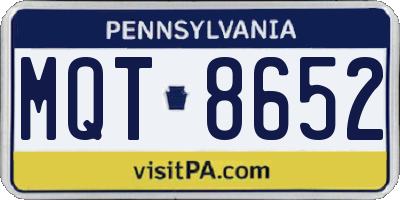 PA license plate MQT8652