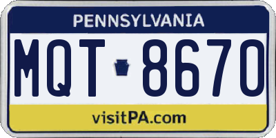 PA license plate MQT8670