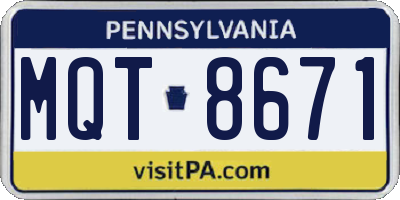 PA license plate MQT8671