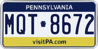 PA license plate MQT8672