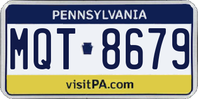 PA license plate MQT8679