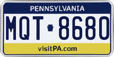 PA license plate MQT8680