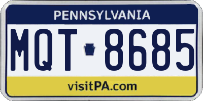 PA license plate MQT8685