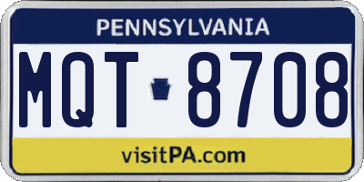 PA license plate MQT8708