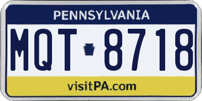 PA license plate MQT8718