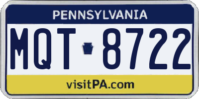 PA license plate MQT8722