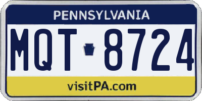 PA license plate MQT8724