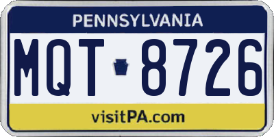 PA license plate MQT8726