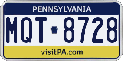PA license plate MQT8728
