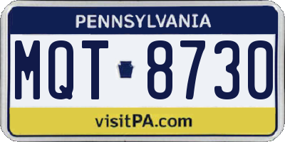 PA license plate MQT8730