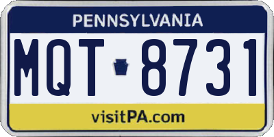 PA license plate MQT8731