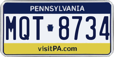 PA license plate MQT8734