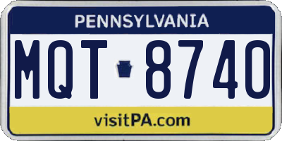 PA license plate MQT8740