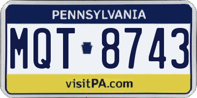 PA license plate MQT8743